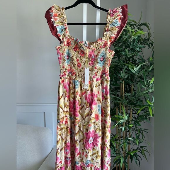 House of Harlow 1960 cotton printed tiered ruffle dress - Picture 7 of 9